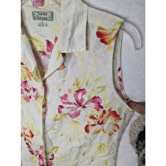 Tommy Bahama Silk Linen Beach Resort Set Button Tank Cropped Pant Small 4 6 - Picture 5 of 13